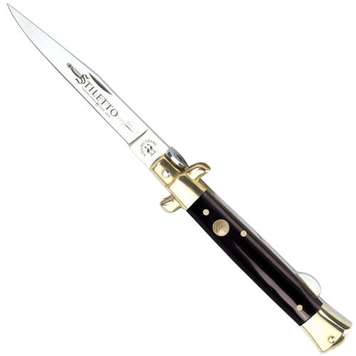 Kissing Crane Black Composite Stiletto Folding Blade Knife