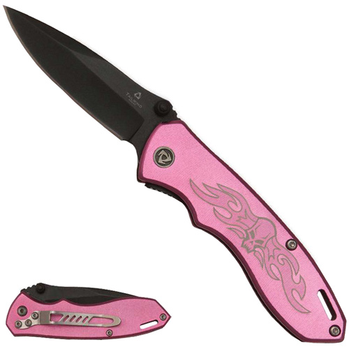 United Cutlery Tailwind Mini Nova Skull Folder Knife - Black and Pink