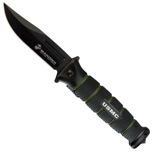 USMC Black and Green Pocket Folding Knife