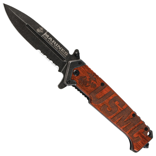 USMC Beachhead Partially Serrated Folding Blade Knife