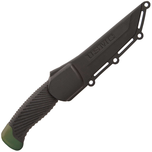 USMC 1065 Carbon Steel Tanto Blade Tactical Knife with Sheath
