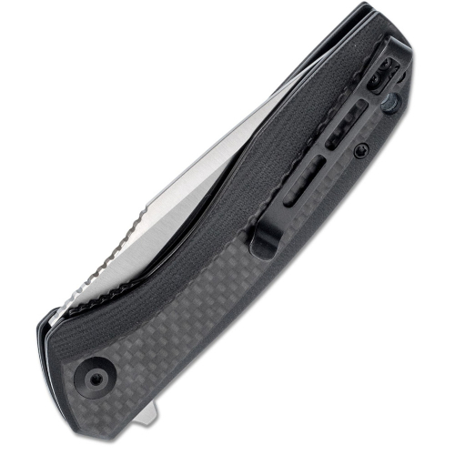 Baklash Folding Knife - Black G10 Handle w Carbon Fiber 