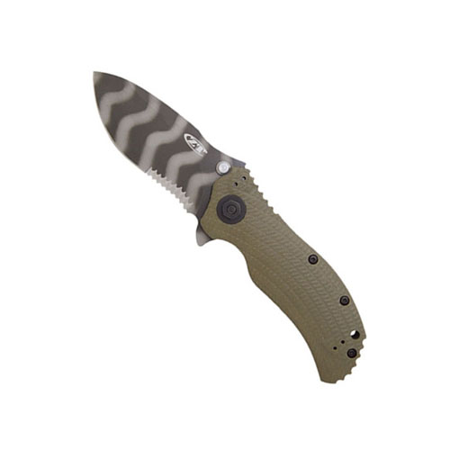 ZT Speedsafe Ranger Green Partial Serration Folding Knife