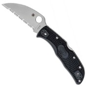 Spyderco Endela Wharncliffe Folding Knife - Serrated Edge - Black 