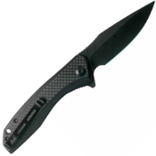 Baklash Folding Knife - Twill Carbon Fiber Overlay on Black G10 Handle