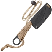 Kickback Fixed Blade Knife with cord - tactical and black. Get yours at Mrknife.com for versatile outdoor use.