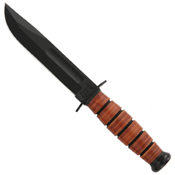 Ka-Bar Short 4 Inch Leather Handle Fixed Blade Knife