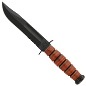 Ka-Bar Short 4 Inch Leather Handle Fixed Blade Knife