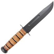 USMC Leather Handle Fixed Blade Knife w/ Sheath