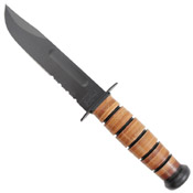 USMC Leather Handle Fixed Blade Knife w/ Sheath