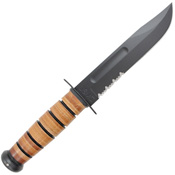 USMC Leather Handle Fixed Blade Knife w/ Sheath