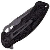 Dark Side Blades A001BGY Aluminum Handle Folding Blade knife