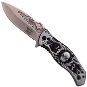 Dark Side Stamped Skull Handle 4.75 Inch Folding Knife