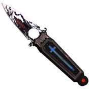 Dark Side 4.5 Inch Closed Folding Blade Knife with Cross Art