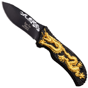 Dark Side Stainless Steel Folding Knife with Dragon Art
