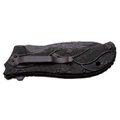 Dark Side Stainless Steel Folding Knife with Dragon Art