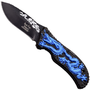 Dark Side Stainless Steel Folding Knife with Dragon Art