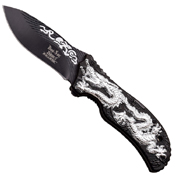 Dark Side Stainless Steel Folding Knife with Dragon Art