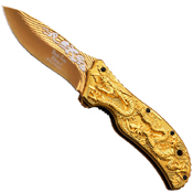 Dark Side Stainless Steel Folding Knife with Dragon Art