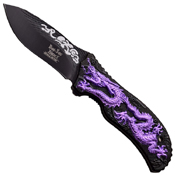 Dark Side Stainless Steel Folding Knife with Dragon Art