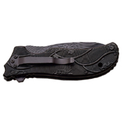 Dark Side Stainless Steel Folding Knife with Dragon Art