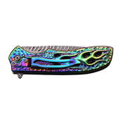 Dark Side Acid Etched Plain Blade Folding Knife
