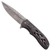 Dark Side Acid Etched Plain Blade Folding Knife