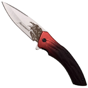 Dark Side Blades Stainless Steel Laser Raven Art Folding Blade Knife
