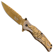 Dark Side Blades Two Tone Stainless Steel Handle Folding Knife