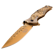 Dark Side Blades Two Tone Stainless Steel Handle Folding Knife