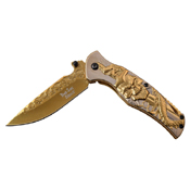 Dark Side Blades Two Tone Stainless Steel Handle Folding Knife