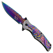 Dark Side Blades Two Tone Stainless Steel Handle Folding Knife
