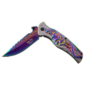 Dark Side Blades Two Tone Stainless Steel Handle Folding Knife
