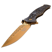Dark Side Blades Two Tone Stainless Steel Handle Folding Knife