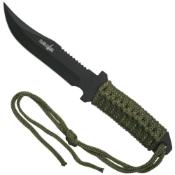 HK-7526 Fixed Knife - Green Cord Wrapped Handle