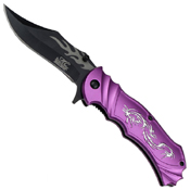 Masters Collection Lasered Dragon on Handle Ballistic Folding Knife