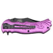 Masters Collection Lasered Dragon on Handle Ballistic Folding Knife