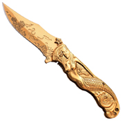 Masters Collection 8.8 Inch Overall Folding Knife w/ Mermaid Art