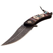 Masters Collection 3.5 Inch Feather Shape Folding Blade Knife