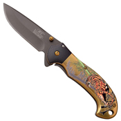 Masters Collection Full Color Embossed Tiger Folding Knife
