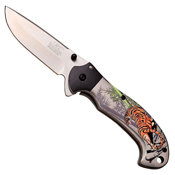 Masters Collection Full Color Embossed Tiger Folding Knife