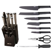 MTech USA TPR Handle 15 Pcs Kitchen Knife & Block Set