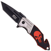 MTech USA Skull Design Black And Red 4.75 Inch Folding Knife