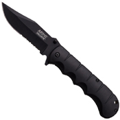 MTech USA A895BS Half Serrated Edge Folding Blade Knife - Black