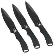 Perfect Point Black 8 Inch Spider Print 3 Pcs Throwing Knife Set
