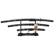 SW-68L Cord Wrapped Handle 3 Pcs Samurai Sword Set
