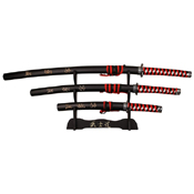 SW-68L Cord Wrapped Handle 3 Pcs Samurai Sword Set