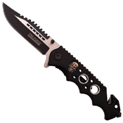 Tac-Force Black & Brushed Plain Blade Folding Knife