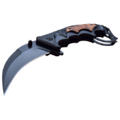 Karambit Folding Knife - Handle w Wood Inlay
