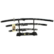 YK-58D4 Cord Wrapped Handle 3 Pcs Sword Set